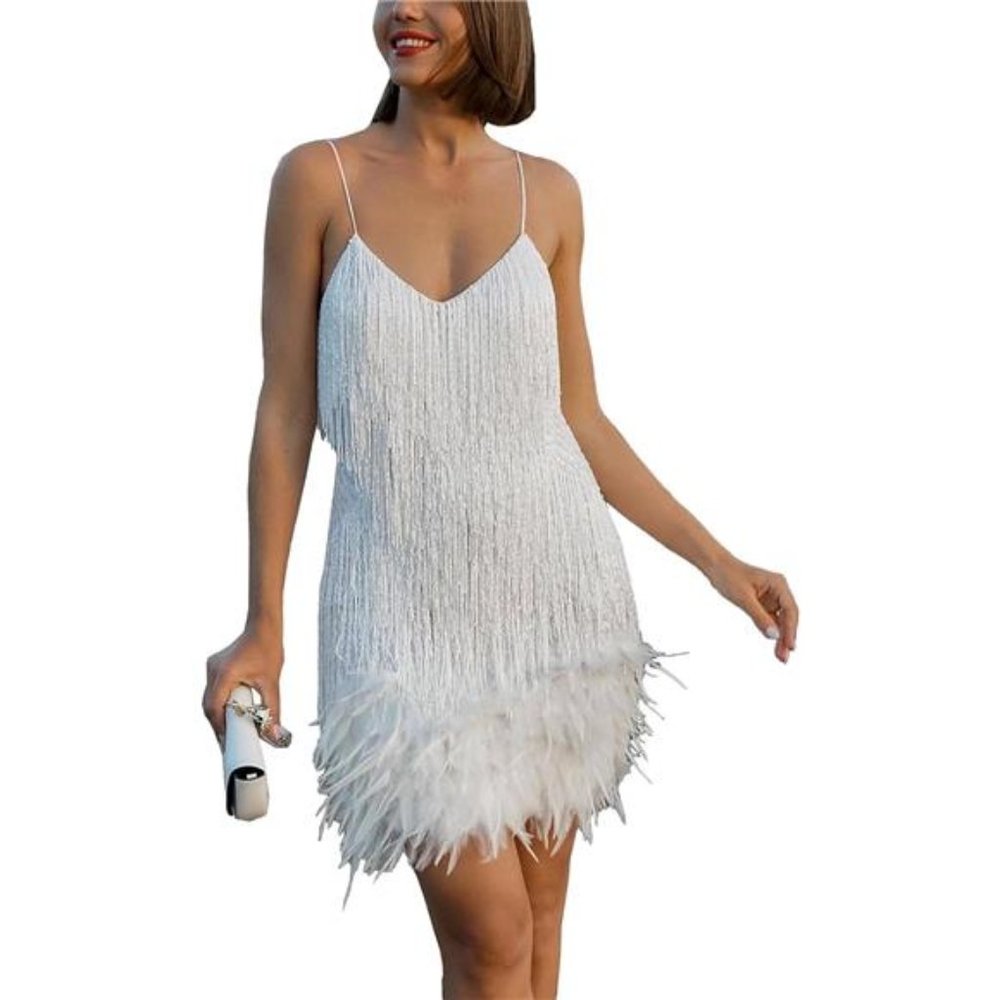 Women’s Dresses Flapper Dresses 20s Feather-pink